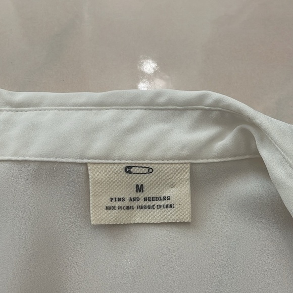 Pins and Needles White Button Down with Sheer & Embroidered Designs. EUC - Picture 5 of 8